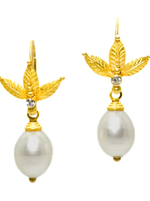 Carolyn Tyler "Honey Flower Pearl Drops" Hook Earrings