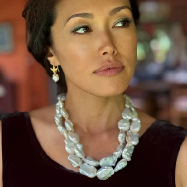 IMG_4274 Carolyn Tyler "Honey Flower Pearl Drops" Hook Earrings