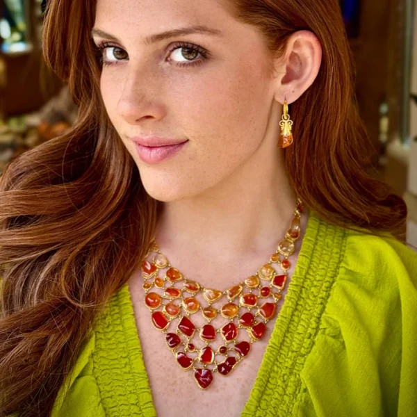 IMG_4758 Carolyn Tyler "Flame Fishnet" Bib Necklace