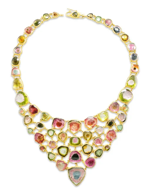 Carolyn Tyler  "Watermelon Fishnet" Bib Necklace