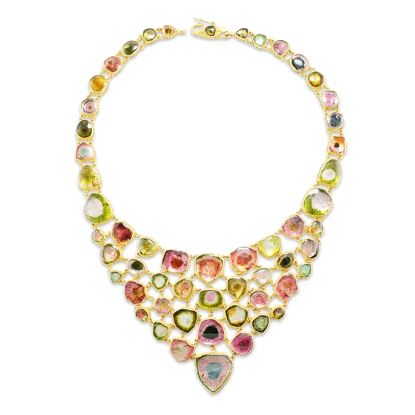 N-9091_44_750 Carolyn Tyler "Watermelon Fishnet" Bib Necklace