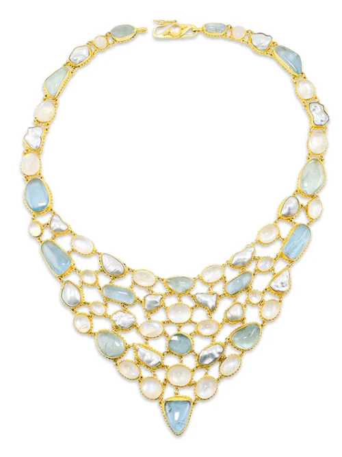 Carolyn Tyler "Aqua Fishnet" Bib Necklace