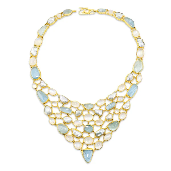 N-9196_32_050 Carolyn Tyler "Aqua Fishnet" Bib Necklace
