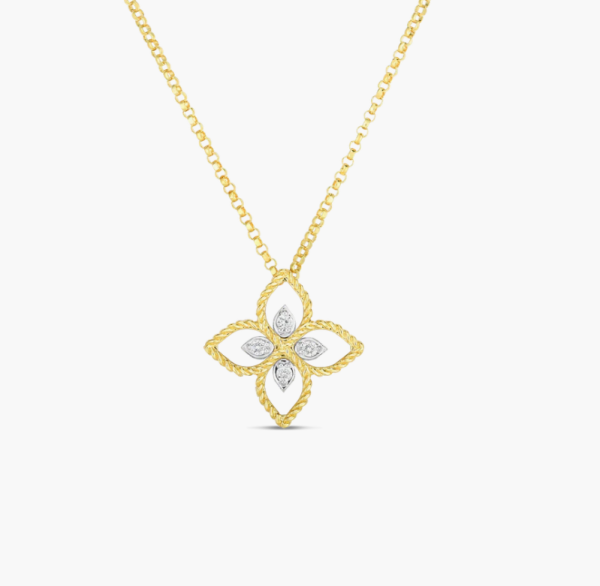 Roberto Coin PRINCESS FLOWER SMALL DIAMOND FLOWER NECKLACE