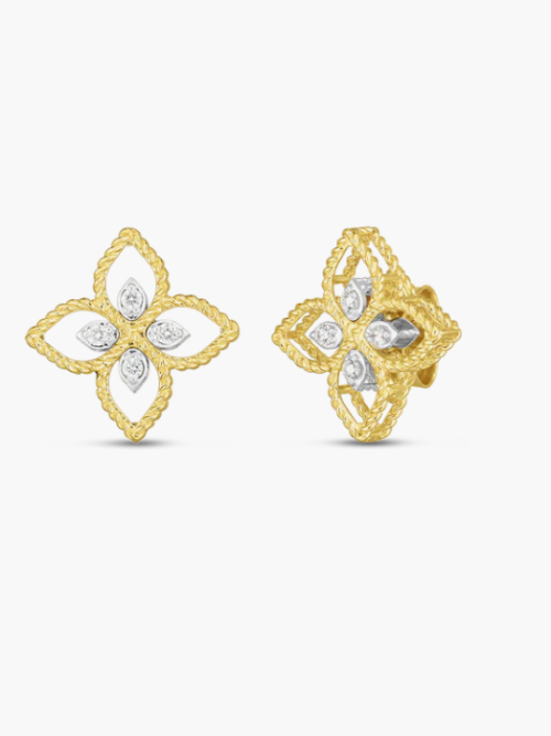 Roberto Coin PRINCESS FLOWER SMALL DIAMOND STUD EARRINGS
