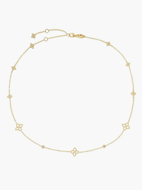 Roberto Coin PRINCESS FLOWER DIAMOND AND FLOWER STATION NECKLACE