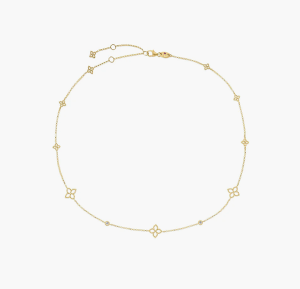 Roberto Coin PRINCESS FLOWER DIAMOND AND FLOWER STATION NECKLACE