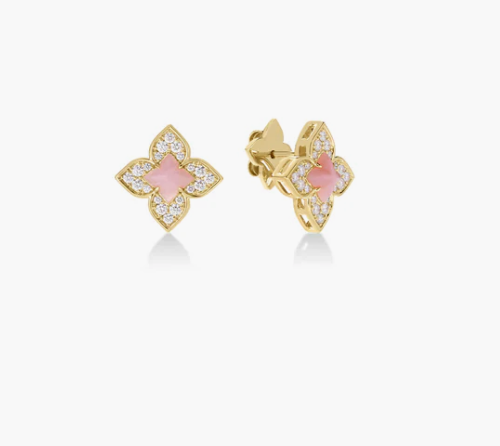 Roberto Coin VENETIAN PRINCESS CARNIVAL PAVÉ DIAMOND AND GENSTONE FLOWER STUD EARRINGS