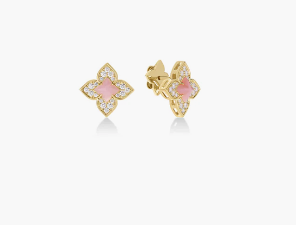 Roberto Coin VENETIAN PRINCESS CARNIVAL PAVÉ DIAMOND AND GENSTONE FLOWER STUD EARRINGS