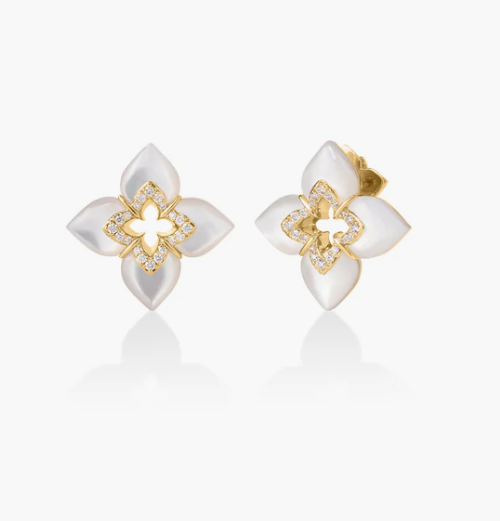 Roberto Coin VENETIAN PRINCESS CABOCHON SMALL FLOWER STUD EARRINGS